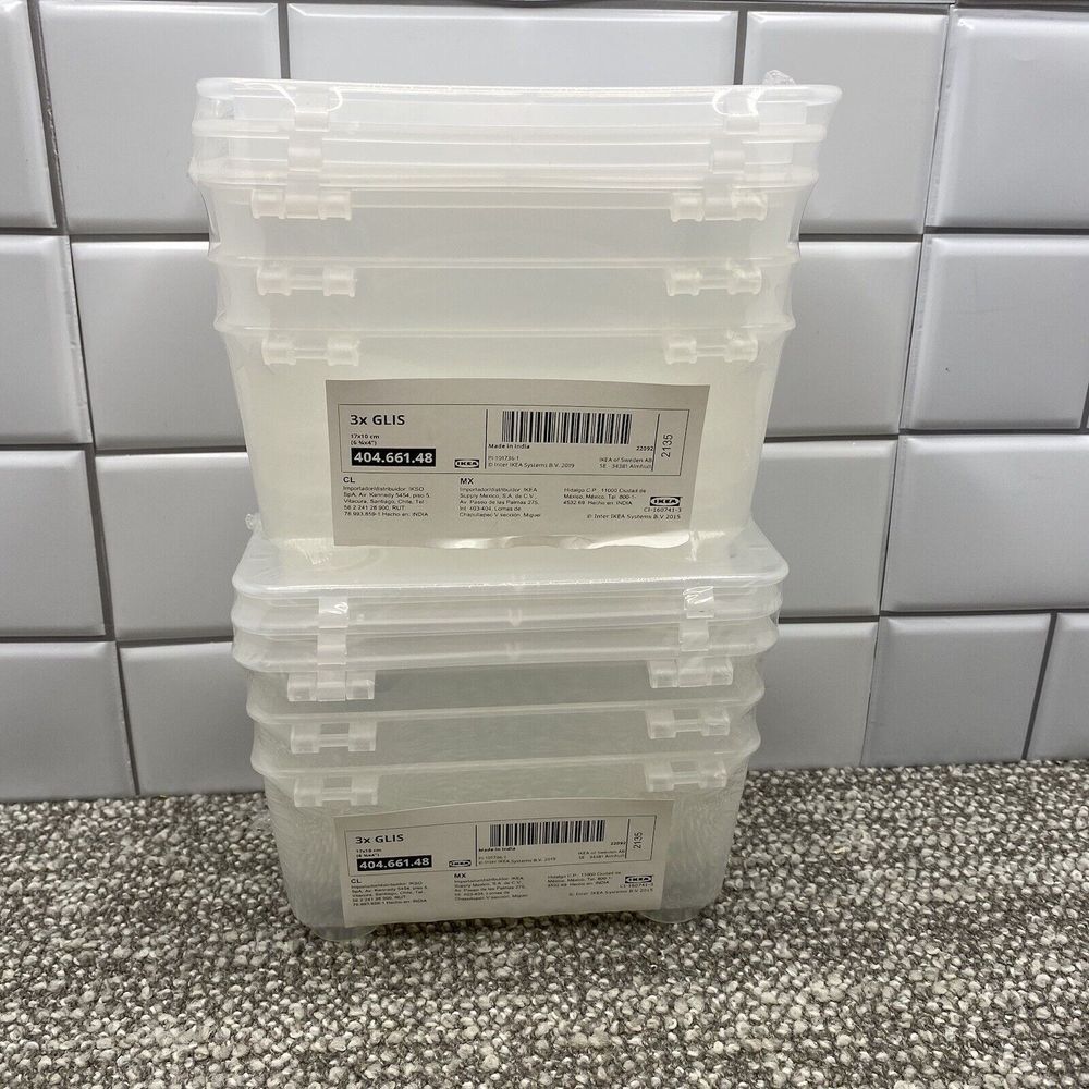 IKEA Storage Containers GLIS 6 In All New Grooved Bottoms For Stacking Office 16